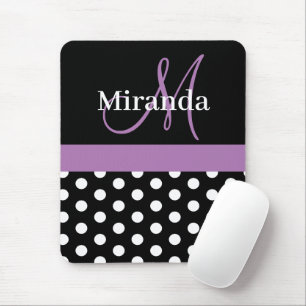 Tapis De Souris Panier de souris violet noir blanc Polka point Mon