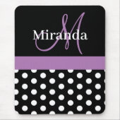 Tapis De Souris Panier de souris violet noir blanc Polka point Mon (Devant)