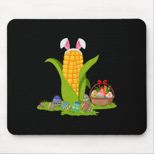 Tapis De Souris Panier d'oeufs de lapin Jour du maïs de Pâques Joy