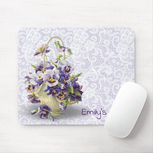 Tapis De Souris Panier En Pansons Sur Dentelle  (Avec souris)
