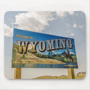 Tapis De Souris Panneau de bienvenue au Wyoming - Frontières d'É