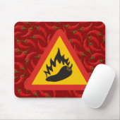 Tapis De Souris Panneau de danger de piment chaud (Avec souris)