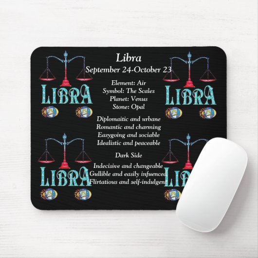 Tapis De Souris Panneau de naissance de Libra Zodiac Souris (Avec souris)