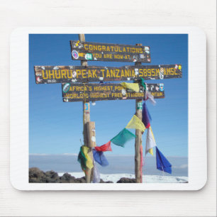 Tapis De Souris Panneau indicateur au sommet du Kilimanjaro kenya