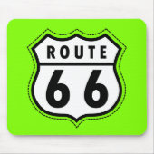 Tapis De Souris Panneau routier Chartreuse, Neon Green Route 66 (Devant)
