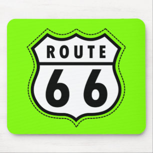 Tapis De Souris Panneau routier Chartreuse, Neon Green Route 66