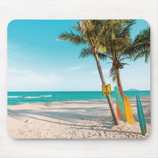 Tapis De Souris Panneaux de surf sur la plage lancer oreiller (Devant)
