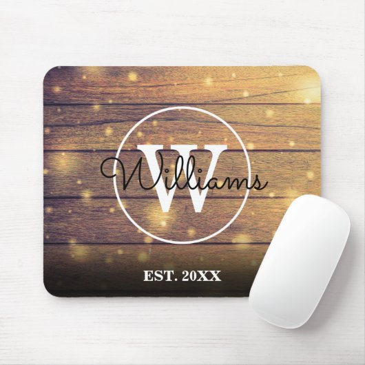 Tapis De Souris Panneaux en bois rustique Monogramme (Avec souris)