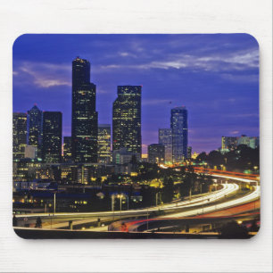 Tapis De Souris panorama de Seattle, Washington la nuit