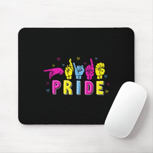 Tapis De Souris Pansexual ASL Pride Pan Rainbow Sign Language sour (Avec souris)