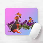 Tapis De Souris Pansies de papillons beagles (Avec souris)