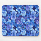 Tapis De Souris Pansies de style aquarelle bleu violet imprimé Flo (Devant)