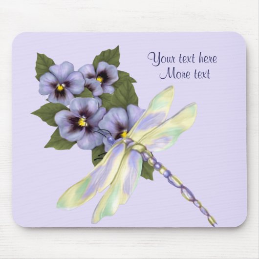 Tapis De Souris Pansies et libellules (Devant)