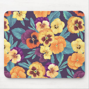 Tapis De Souris Pansies sur violet de prune