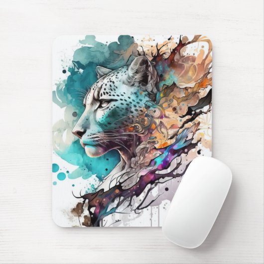 Tapis De Souris Panther Portrait Animal Peinture Faune En Plein Ai (Avec souris)
