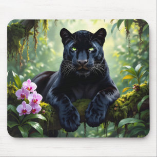 Tapis De Souris Panthère noire dans la jungle