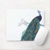 Tapis De Souris Paon bleu avec de belles plumes de queue (Avec souris)