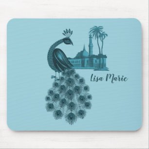 Tapis De Souris Paon Bleu Romantique