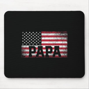 Tapis De Souris Papa American Flag Fête des pères 4 juillet cadeau