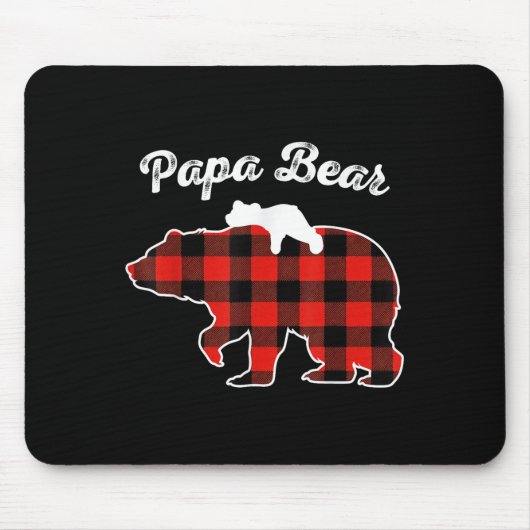 Tapis De Souris Papa Bear Flannel Red Plaid Pajama Family Matching (Devant)