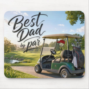 Tapis De Souris Papa Bonhomme Allumette Golfeur dans un Chariot de