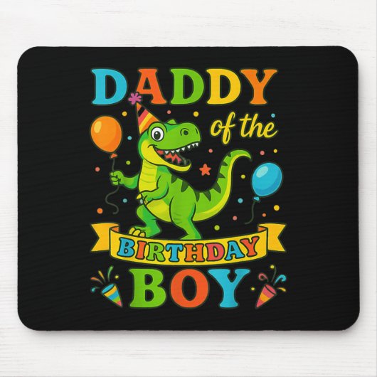 Tapis De Souris Papa De L'Anniversaire Garçon T-rex Dinosaur Anniv (Devant)