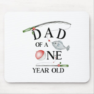 Tapis De Souris Papa d'un garçon pêcheur d'un an 1er anniversaire