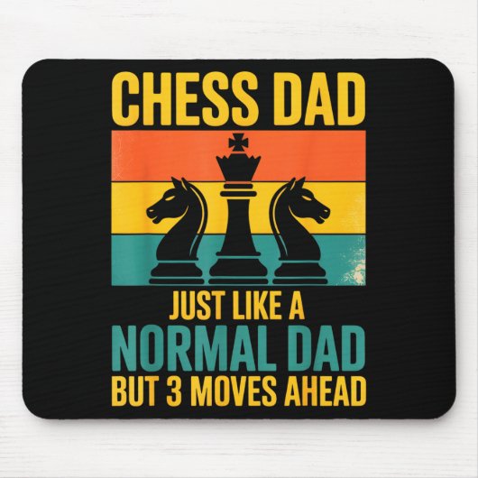 Tapis De Souris Papa échecs drôle comme papa normal trois coups d' (Devant)