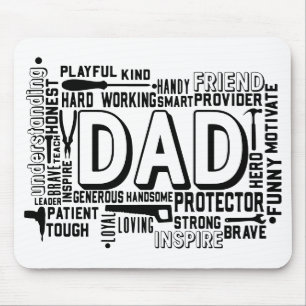 Tapis De Souris Papa Fête des pères Père Anniversaire Papa Dada Po