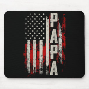 Tapis De Souris PAPA Grand-père patriotique Drapeau américain Fête