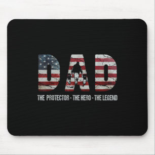 Tapis De Souris Papa Le Protecteur Héros Légende Drapeau Américain