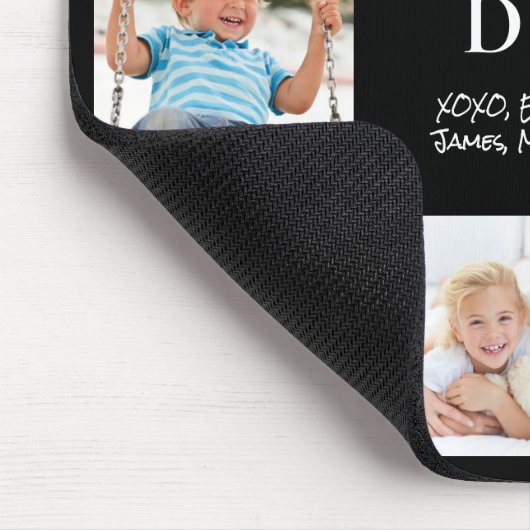 Tapis De Souris Papa Love You Photo Collage Noir (Coin)
