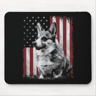 Tapis De Souris Papa Maman Chien Corgi Amérique 4 juillet Patrioti