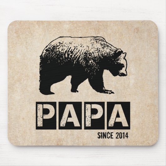 Tapis De Souris Papa Ours pour Papa 2014, Grunge Black (Devant)