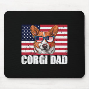 Tapis De Souris Papa Pembroke Welsh Corgi Drapeau américain Amoure