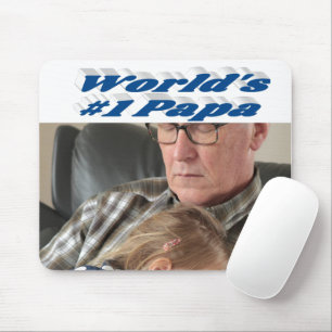 Tapis De Souris Papa photo avec texte bleu mer