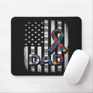 Tapis De Souris Papa sensibilisation autisme drapeau États-Unis fê