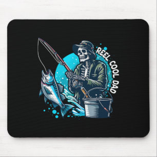 Tapis De Souris Papa super cool drôle de squelette pêche papa fête
