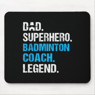 Tapis De Souris Papa Superhero Badminton Entraîneur Funny Badminto