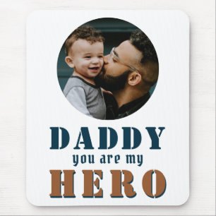Tapis De Souris Papa, tu es mon Héros Papa Photo Fête du Père