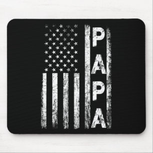 Tapis De Souris Papa Vintage American Flag Fête des pères 4 Juil