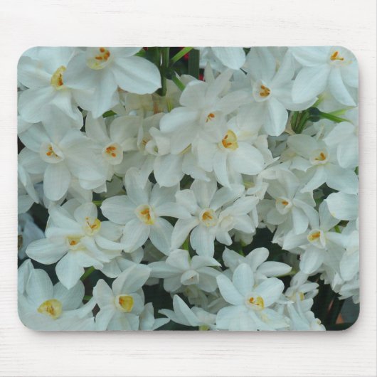 Tapis De Souris Paperwhite Narcissus Fleurs blanches délicates (Devant)