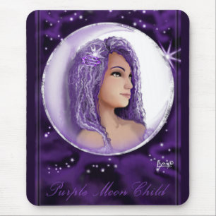 Tapis De Souris Papier de souris pour enfant de lune violette