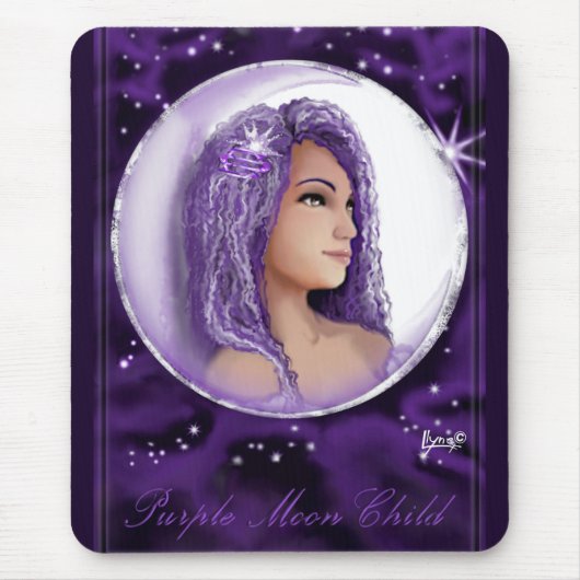 Tapis De Souris Papier de souris pour enfant de lune violette (Devant)