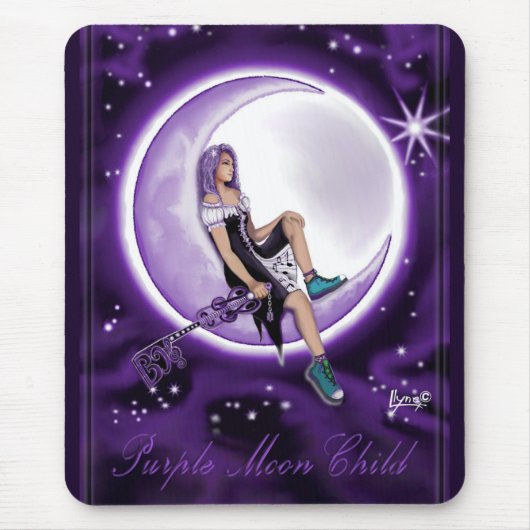 Tapis De Souris Papier de souris pour enfant de lune violette (Devant)