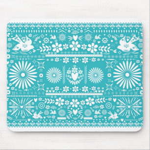 Tapis De Souris Papier découpé turquoise sarcelle mexicain Picado