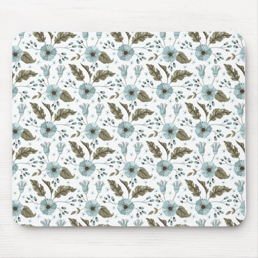 Tapis De Souris Papier floral bleu et vert (Devant)