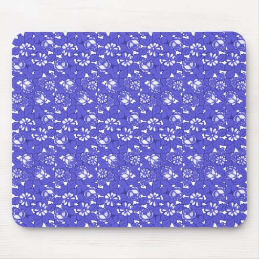 Tapis De Souris Papier peint baroque - bleu Motif Fleur (Devant)