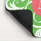 Tapis De Souris Papier peint floral de pastèque de monogramme (Coin)
