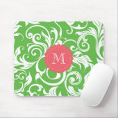 Tapis De Souris Papier peint floral de pastèque de monogramme (Avec souris)